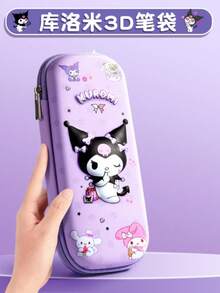 1 PC Sanrio 3D Pencil Case, Large Capacity Polyester Stationery Pencil Box With Kuromi & For Cinnamoroll Designs, Creative Cartoon Storage For Students, Gift Idea
