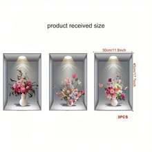 3/4片北欧风花卉植物墙贴，乙烯基墙贴，适用于客厅、卧室、盆栽植物、宿舍、办公室装饰 - 彩色 - 查看 9