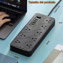 8-Port Multi-Plug With 3 USB Ports, 1 Type-C, 2-Meter Cable - US A Type Plug(110-127V) - View 6