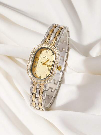 1pc Women's Fashion Elegant Classic Versatile Quartz Bracelet Watch With Diamond, Suitable For Daily Wear