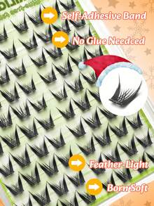 80 racimos, rizo C. Adecuado para ojos sensibles, no se requiere pegamento. Ligero y natural, extensiones de pestañas autoadhesivas con forma de C. No se requiere pegamento, la cinta adhesiva es suave e hipoalergénica. Estas pestañas postizas autoadhesivas de alta calidad y larga duración se mantienen todo el día, asegurando un aspecto impecable desde la mañana hasta la noche. Perfecto para fiestas, reuniones, etc.