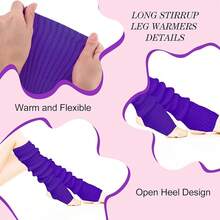 Long Leg Warmers Women 24 Inch Over Knee Knit Ribbed Leg Warmer Stirrup Yoga 80s Party Dance Ballet Supply - Black, Purple, Sapphire - View 6