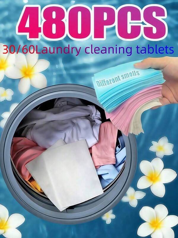 30/120/480 unidades Hojas de detergente para la colada con fuerte descontaminación, detergente para ropa interior y prendas de vestir, papel de burbujas de limpieza