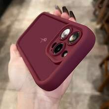 For IPhone 11, 12, 13, 14, 15, 16 Plus Pro Promax XSMAX XS/ X Silicone Case, High-End Fashion, HigherSuitable For IPhone 17 Air - 酒紅色 - 查看 4