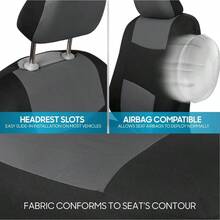 PolyPro Car Covers Full Set In Gray On Black, Front And Rear Split Covers, Easy To Install Car Seats Cover Set And Accessories Auto Trucks Van SUV - Gray - 灰色的 - 查看 8
