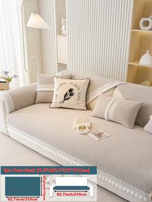 1 件蓬松蕾丝沙发套，防滑、防尘、防刮沙发巾，豪华沙发保护套，适合客厅、卧室、办公室、汽车、四季装饰 - 卡其色 - 查看 20