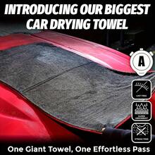1 pieza - Toalla de secado de microfibra extra grande para vehículos, súper absorbente de doble cara con tecnología reforzada, adecuada para autos, camiones y barcos, toalla gruesa para secar y limpiar accesorios para el cuidado del automóvil - Toalla con dobladillo rojo - Ver 3