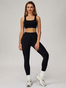 MASKERT Women'S Yoga Fitness Casual Drawstring Slim-Fit Sports Long Pants For Running, High-Waisted, Quick-Drying, Hip-Lifting Yoga Pants Tights