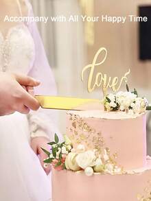 1pc/2pcs Premium Cake Cutting Set,Exquisite Knife And Toothed Shovel,Gold-Plated Stainless Steel Cake Shovel, Household Triangle Belt Tooth Shovel, Thickened Long Handle Baking Pizza Shovel, Knife Stainless Steel Cake Server, Elegant Jam Spreader Knife ,Stainless Steel Bread Cutter Slicer, Cake Knife,Luxury Pie Server Shovel - Multicolor - View 4