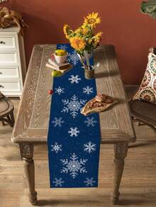 Christmas Navy Blue Snowflake Table Decor Dresser Scarves Tabletop Decor Winter Xmas Kitchen Dining Table Runner Christmas Decorations