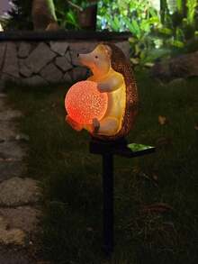 1pc Modern Creative Cute Hedgehog Resin Solar LED Garden Light, Suitable For Outdoor Use, With Ground - Multicolor - View 5