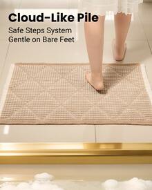 2pcs Diamond-Pattern Waffle Bath Mat, Non Slip Bathroom Mat Set, Ultra Absorbent Bath Mats, Extra Soft Floor Bathroom Rugs Sets, Washable Bath Rugs Set (20"*47" And 16"*24") - Màu Khaki - Xem 6