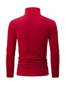 3pcs High Neck Long Sleeve T-Shirts For Men, Reversible Fleece Fabric, Warm Casual Thermal Undershirt, Autumn/Winter