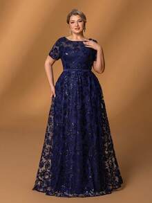 Faeriesty Mosy Plus Short Sleeves Floral Sequin Mother Of The Bride Dress&Wedding Dress&Formal Party Dress&Long Evening Gown