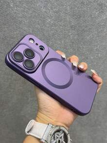 防震磁吸时尚哑光紫色软壳手机壳，兼容 17 Pro Max、17 Pro、17 Air、17、16、15、14 Plus、13、12、11 Pro Max，玻璃镜片，支持无线充电，镜头保护，办公专业礼品 - 紫色 - 查看 4