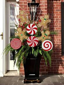 8/12 件/套圣诞节室内圣诞装饰品挑选一棵树 - 大号红色和白色薄荷棒棒糖挑选一棵树挑选一棵树挑选一棵树圣诞装饰品，可爱的糖果挑选一朵花装饰品适用于家庭办公室圣诞派对花瓶装饰。 - 彩色 - 查看 5