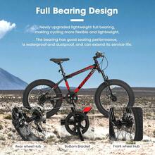 20 Inch Mountain Bike For Kids And Teenagers, High Carbon Steel Frame, Disc Brakes, Durable Wide Tires, Front Suspension, 7-Speed, Ideal For Snow And Off-Road Riding