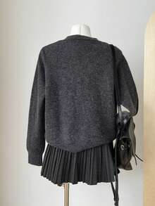 2024 Autumn New Bear Embroidery Knitted Cardigan For Women, Single-Breasted Round Neck Casual Long Sleeve Sweater Jacket