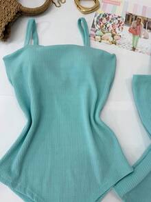 Women's Bodysuit With Braided Straps, Anarruga Fashion Blogger - 綠水 - 查看 2