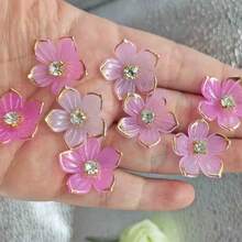20/50 Pieces 24mmGold Edge Pink Flower Decorative Flower Design Hat Decorative Buckle DIY Handmade Decorative Accessories.