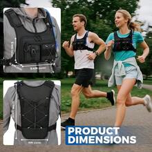 USA - Chaleco de hidratacin, patente, mochila pectoral ligera con bolsa de agua de 2.0 l para senderismo, correr, ciclismo, carreras, maratn para hombres y mujeres - Negro v2 + Estándar - Ver 7
