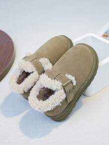 1 Pair Zhino Selected Winter New Girls Thick Sole Anti-Slip Waterproof Thermal Lined Warm Comfortable Snow Boots, Outdoor Casual Low-Top Boots