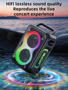 ZEALOT PT02 60W High-Power Wireless Speaker, Portable Outdoor Subwoofer With 1 Speaker, 8000mAh Battery, RGB Lights, Compatible With SD Card/USB/AUX, Supports Dual Speakers, Hands-Free Calling, Suitable For Outdoor Events, Home Parties, Beach Parties