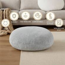 Round Floor Pillow Insert, Large Thick Meditation Cushion, 32 Inch Circular Seating Cushions, Foam Added, Advanced - 灰色 + 2 件裝 - 查看 3