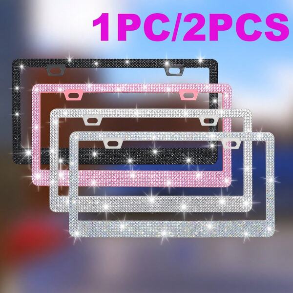 1 Stück/2 Stücke perlmuttfarbener Kunststoff Kennzeichenhalter, schwarz & pink, Weihnachtsgeschenk für niedliche Mädchen