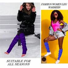 Long Leg Warmers Women 24 Inch Over Knee Knit Ribbed Leg Warmer Stirrup Yoga 80s Party Dance Ballet Supply - Black, Purple, Sapphire - View 4