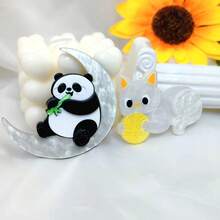 Handmade Cute Panda & Cat Acrylic Brooch - Combining Modern Minimalist And Vintage Style, Sweet Accessory For Scarf, Versatile Gift Jewelry Costume Accessories Bag Charms Office Accessories