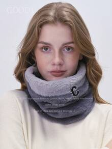 1pc Letter C Dual-Color Casual Scarf, Minimalist Daily Wear