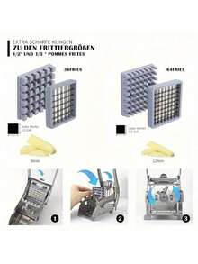 Stainless Steel French Fries Cutter, Anti-Slip Potato Slicer, Suitable For Barbecue And Outdoor Cooking, Baking, Food Contact Safety, Suitable For Grills, Barbecues, Kitchen Tool Set, Ideal Gift For Festivals And Birthdays. - Silver - View 12