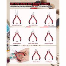 Jewelry Pliers Sets Jewelers Making Tools Kit Professional 8 Piece Mini Wire Plier With Wood Holder For Beading Crafting Crimping Cutting Repair Wrapping Complete Quality For Adults Starter - Đỏ - Xem 2