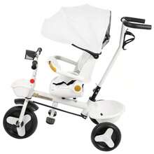 Children's Tricycle With Wraparound Seat, Can Sit Or Lie Down, Multifunctional Stroller, Spacious And Comfortable, Sunproof, 100 * 75 * 50 Cm - 白色 - 查看 10