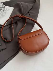 Bolso bandolera de mujer de PU con cierre magnético de solapa, bolso bandolera minimalista y versátil, bolso de mano portátil para ir al trabajo