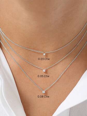 EleRunis 1 件 925 纯银 2.0 毫米 /3.00 毫米莫桑石吊坠项链，适合女士女孩，18k 镀金，40 厘米细链堆叠项链