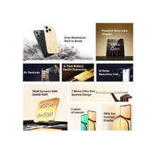 Realme C61 Unlocked Cellphone 6GB+128GB/8GB+256GB Global Version, 4G LTE, Andriod 14 Smartphone, 50MP AI Camera Mobile Phone 7.89mm Ultra Slim Design With 5000mAh Massive Battery - Gold - View 2