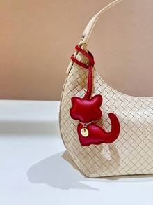 1PC PU Leather Cartoon Cat Keychain – Cute Kawaii Kitten Bag Charm & Keyring, Fashion Animal Pendant Gift, Keychain Accessories Car Pendant Can Be Used For Bag Pendant Pendant. Gift Accessories Decor Present Car Women Key Chain Charms Back To School Supplies