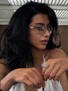 1PC European And American Summner New Y2K Sexy Girl Fashion Glasses, Letter Integrated Fashion Glasses, Y2K Slim Fit Wrap Around Fashion Glasses Beach Accessories For Women Glasses Shades - thủy ngân - Xem 3