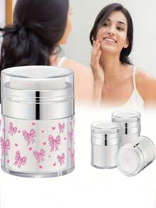 زجاجات مضخة هوائية بنمط الوردي القوس والقلب، حاويات مضخة هوائية للكريم، حاوية مرطب بمضخة، حاويات مستحضرات تجميل فارغة من الأكريليك مع مضخة، حاويات قابلة لإعادة التعبئة بحجم السفر مع غطاء لمرطبات سميكة، كريمات العناية بالبشرة، شفافة، منظم مستحضرات التجميل