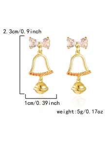1 Pair Elegant Versatile Hollow Rhinestone Bowknot Earrings, Suitable For Men And Women, Suitable For Holidays, Parties, Daily Wear, Exquisite Halloween, Christmas, Thanksgiving, Holiday Gifts, Birthday Gifts