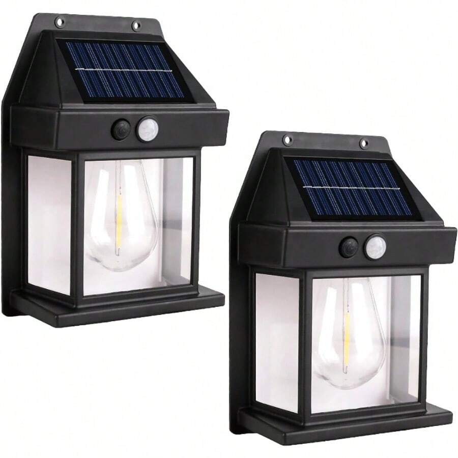 Solar-Powered Outdoor Wall Lights With Motion Sensor - Waterproof, 3 Lighting Modes, Wall-Mounted Sconces For Patio, Fence, Yard, Garage - Durable Black Design, No Battery Needed, Easy Installation, Solar Outdoor Lights, Patio Illumination, Sleek Light Fixture, Weatherresistant Light