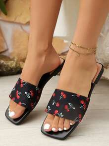 Sandalias de verano con diseño de cereza, de moda y populares para mujeres. Cómodas y versátiles, apropiadas para diversas ocasiones