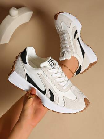 Retro sneakers med tjock sula, förtjockad ovandel, lämplig för löpning, kvinnor