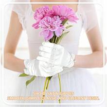 White Gloves Women, Floral Lace Gloves Bridal Elegant Short 1920s Wedding Opera Dinner Party