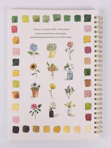 1 件水彩颜料着色书花卉水彩练习册绘画书初学者友好型艺术绘画用品（舒适轻松的着色）