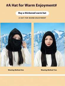 1 chiếc mặt nạ trượt tuyết Balaclava giữ ấm cổ mùa đông, mũ len che tai chống gió khi đạp xe ngoài trời, thích hợp làm quà tặng ngày lễ cho bạn bè và các cặp đôi ấm áp mùa đông - Nhiều màu - Xem 2
