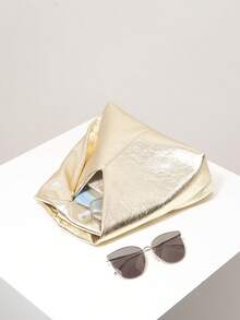 Bridal Party Ruched Handbag, Prom Bag, Asymmetric Bag, Prom Accessories, Elegant Women's Bag, Wedding Items, Fall Purse (Pattern Random) - Gold - View 7