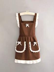 1 件时尚韩版围裙，公主围裙，帆布防水餐厅围裙，带口袋，女士涤纶围裙，简约风格黑色带口袋围裙，加厚腰围裙，时尚家务厨房家居工作服 - 彩色 - 查看 13